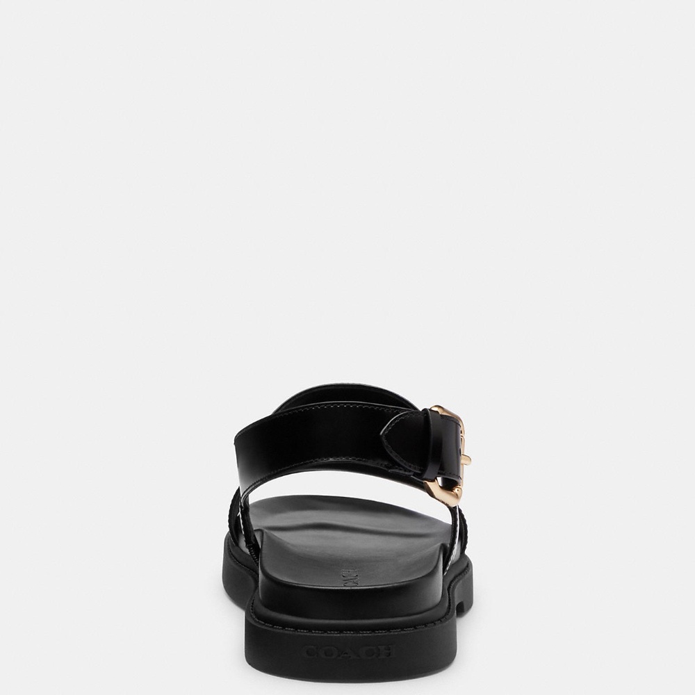 New Coach Two Band Black Sandal - Picture 5 of 6